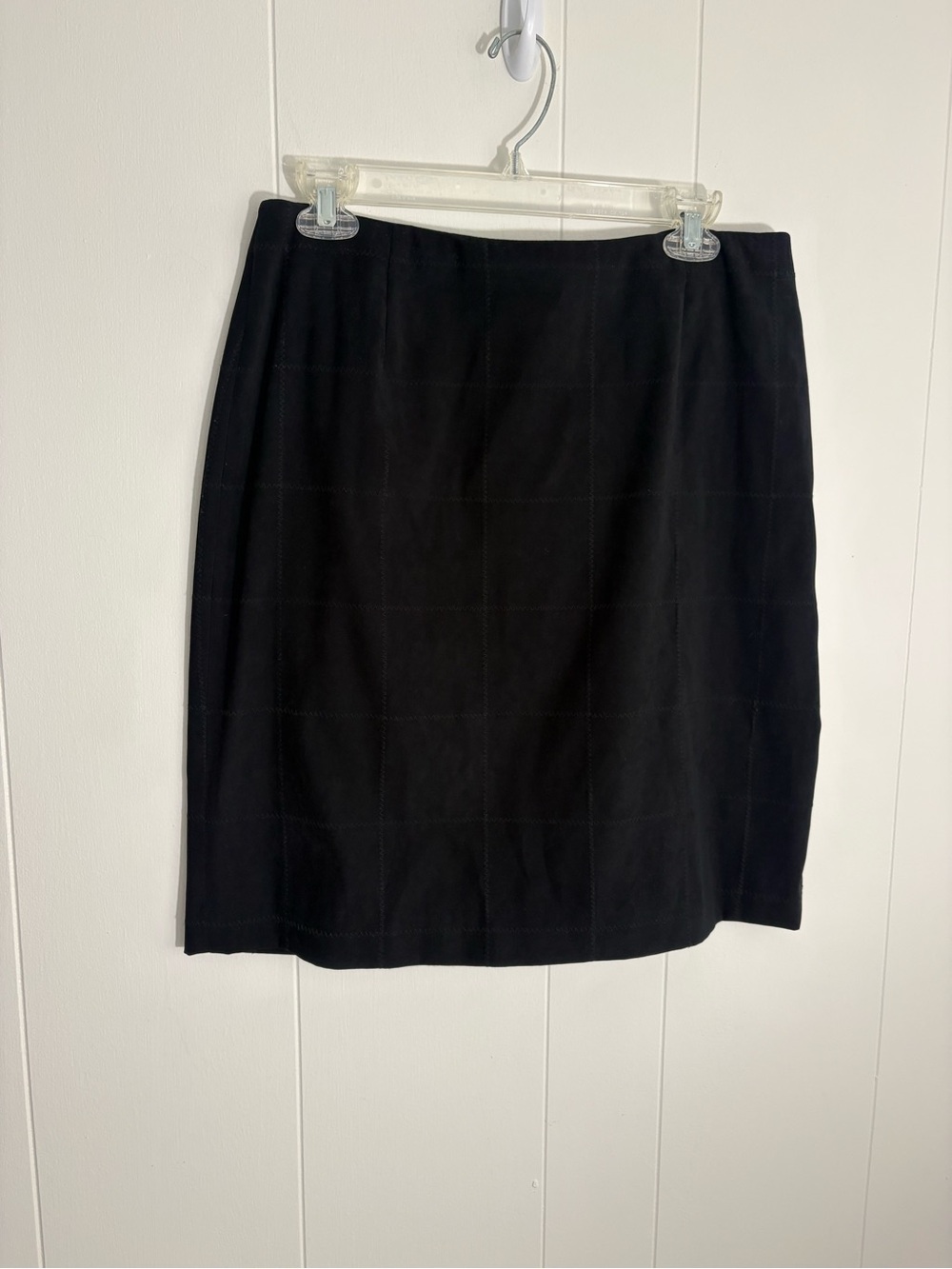 Talbots Black Pencil Skirt with Subtle Grid Stitching